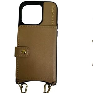 Bandolier Brown  Leather Mag Safe Phone Case with Gold Accents IPhone 15/15 Pro